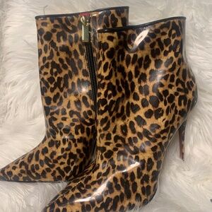 Leopard Paton leather booties